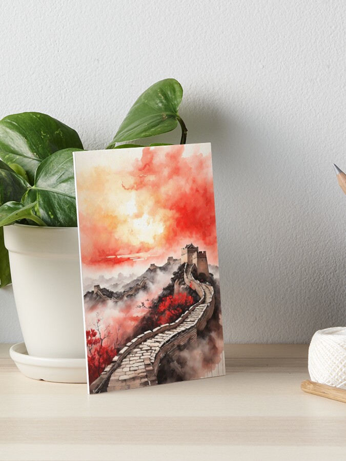 chinese dragon watercolor ink painting in evening mountain scenery