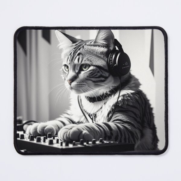 Item preview, DJ Meow Cat Dj on stage designed and sold by catsandcatstore.