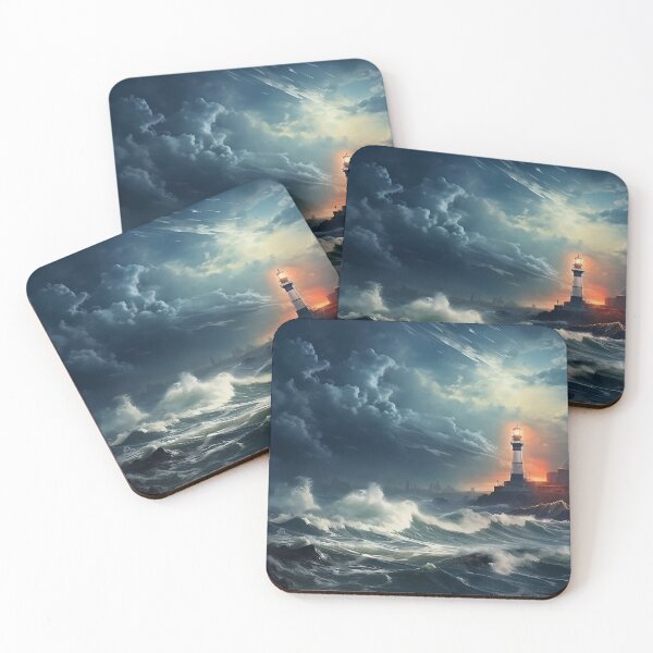 Item preview, Lighthouse shining upon angry waters 3 designed and sold by Office Art Central.