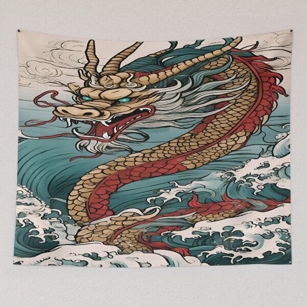 Item preview, Rare Vintage Japanese Water Dragon in Blue Hue designed and sold by Tamas Das.