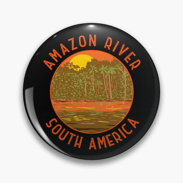 Artikelvorschau, Amazon River Sunset Südamerika Retro Distressed Circle entworfen und verkauft von KrisSidDesigns.