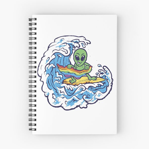 Item preview, Surfing Hippie Alien Catching Wave Rainbow Pride Surfer designed and sold by Nicole Creates.