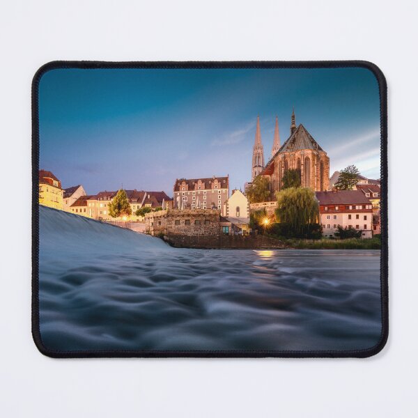 Item preview, Blue hour on the Neisse, long exposure with a view of St. Peter's Church designed and sold by meinereina.