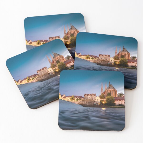 Item preview, Blue hour on the Neisse, long exposure with a view of St. Peter's Church designed and sold by meinereina.