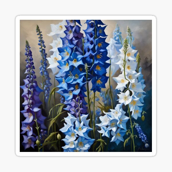 Item preview, Delphiniums Floral Oil Painting designed and sold by MySupplemental.