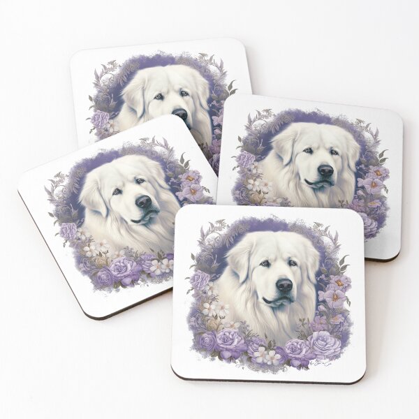 Item preview, Great Pyrenees in a Wreath of Purple Flowers designed and sold by Appyrances.