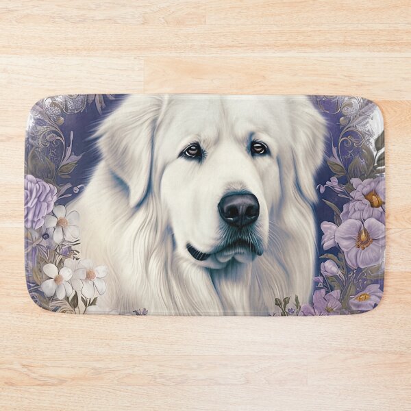 Item preview, Great Pyrenees in a Wreath of Purple Flowers designed and sold by Appyrances.