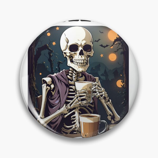Item preview, halloween coffee drinking skeleton designed and sold by Abdalla Hussein.