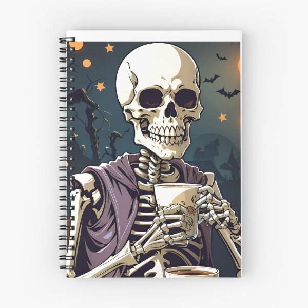 Item preview, halloween coffee drinking skeleton designed and sold by Abdalla Hussein.
