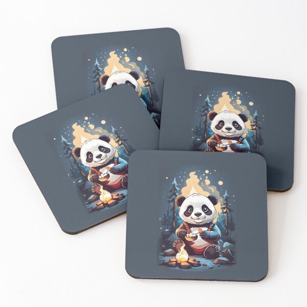 Item preview, Sweet smiling panda bear cub at campfire in forrest at night cartoon graphic for kids designed and sold by CedricNorbinho.