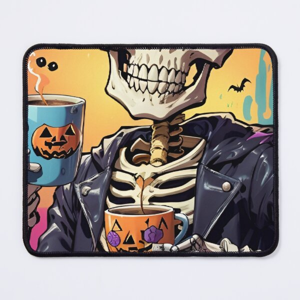Item preview, halloween coffee drinking skeleton designed and sold by Abdalla Hussein.