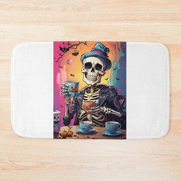 Item preview, halloween coffee drinking skeleton designed and sold by Abdalla Hussein.
