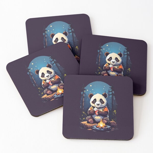 Item preview, Sweet smiling panda bear cub campfire in forrest cartoon graphic for kids designed and sold by CedricNorbinho.