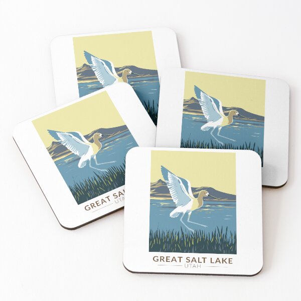 Item preview, Great Salt Lake American Avocet Travel Art Vintage designed and sold by KrisSidDesigns.