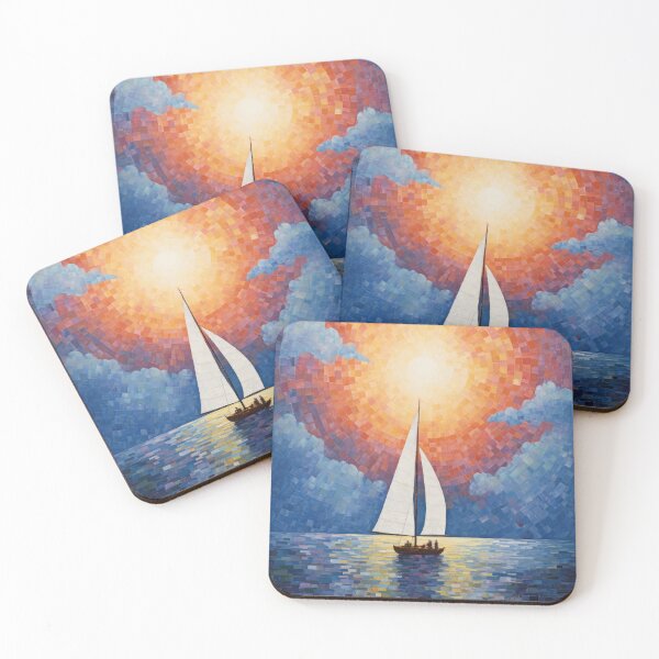 Item preview, Barco de vela y puesta de sol en un estilo pictórico. designed and sold by Adriano Carrideo.