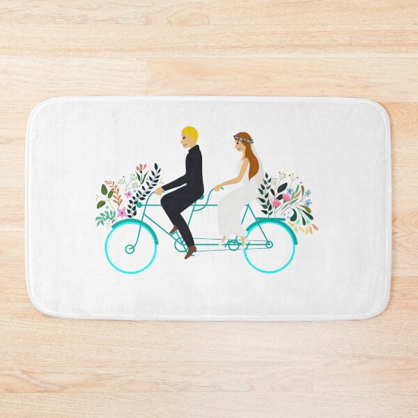 Item preview, vector illustration bride and groom riding tandem flowers designed and sold by colorfulglee.