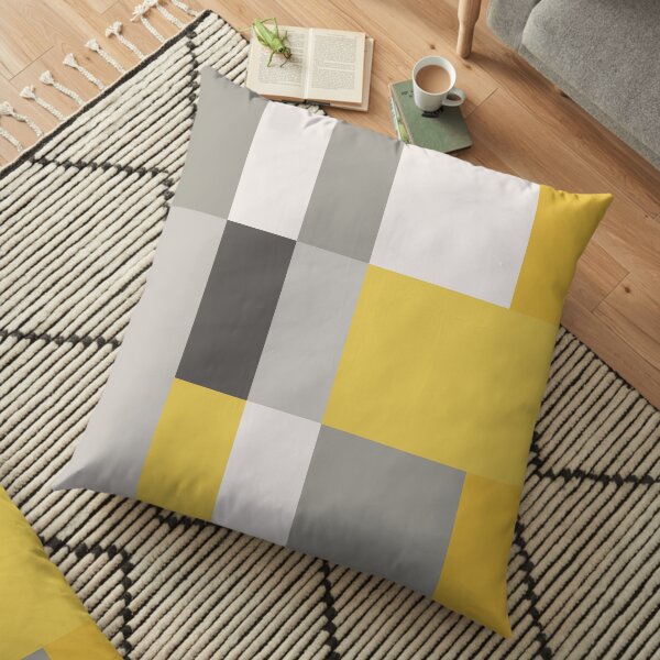 Mustard & Grey Patchwork Floor Pillow