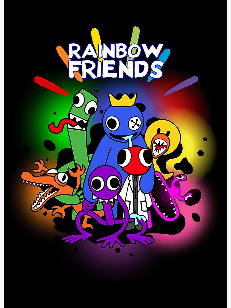 blue rainbow friends hugs retro - Blue Rainbow Friends - Posters and Art  Prints