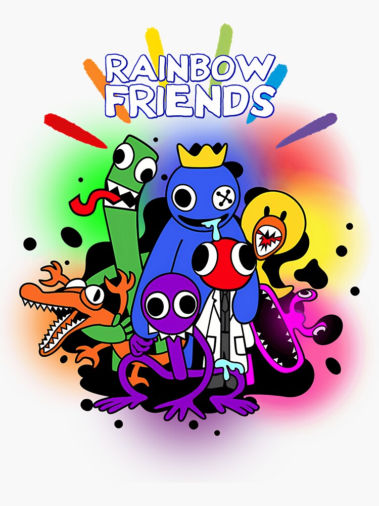 blue rainbow friends hugs retro - Blue Rainbow Friends - Sticker