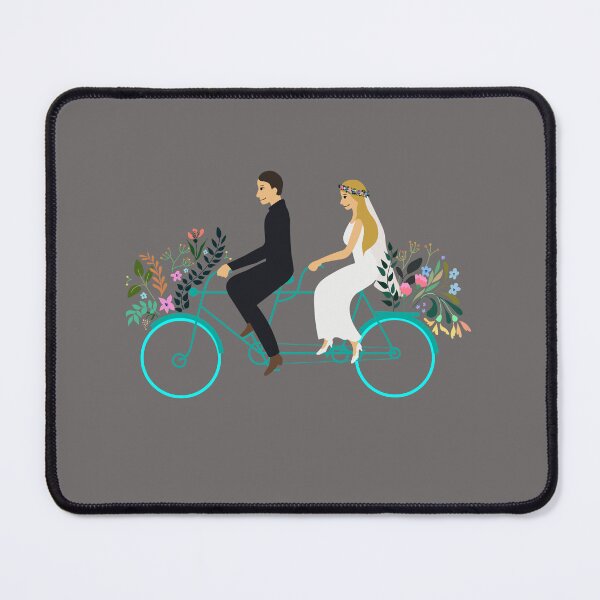 Item preview, vector illustration bride and groom riding tandem flowers designed and sold by colorfulglee.