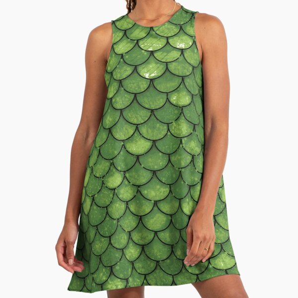 Mermaid Scales Mossy Green" A-Line Dress for Sale by karin | Redbubble