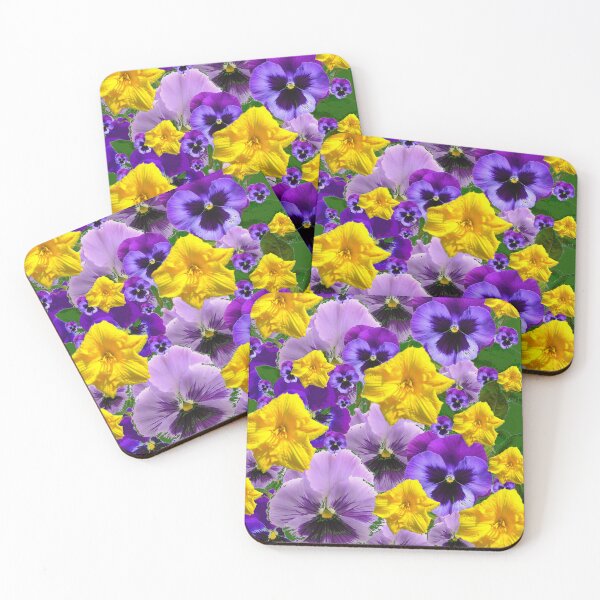 Item preview, PURPLE PANSIES YELLOW DAY LILY FLOWER PATTERNS designed and sold by sharlesart.