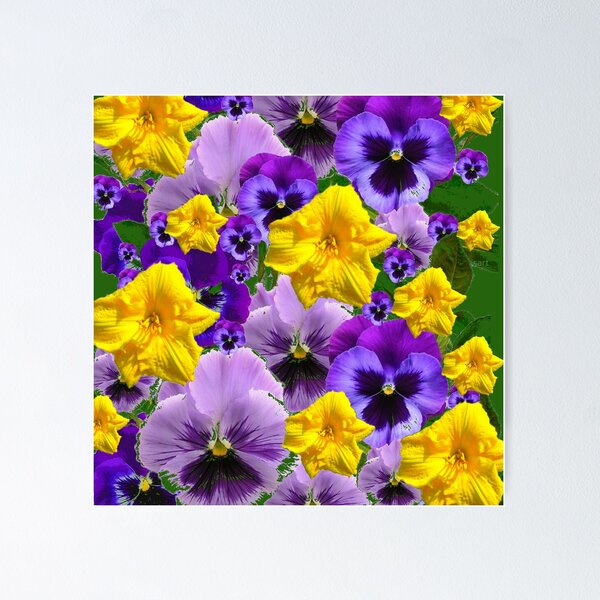 Item preview, PURPLE PANSIES YELLOW DAY LILY FLOWER PATTERNS designed and sold by sharlesart.