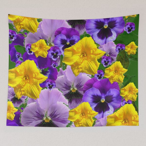 Item preview, PURPLE PANSIES YELLOW DAY LILY FLOWER PATTERNS designed and sold by sharlesart.