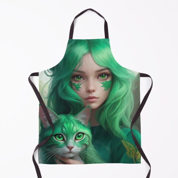 Item preview, Girl green hair with green cat designed and sold by M-Y-A-R-T-.