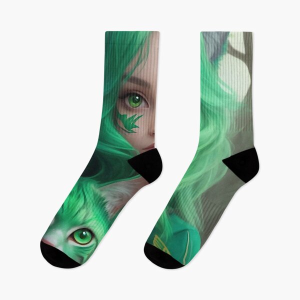 Item preview, Girl green hair with green cat  designed and sold by M-Y-A-R-T-.