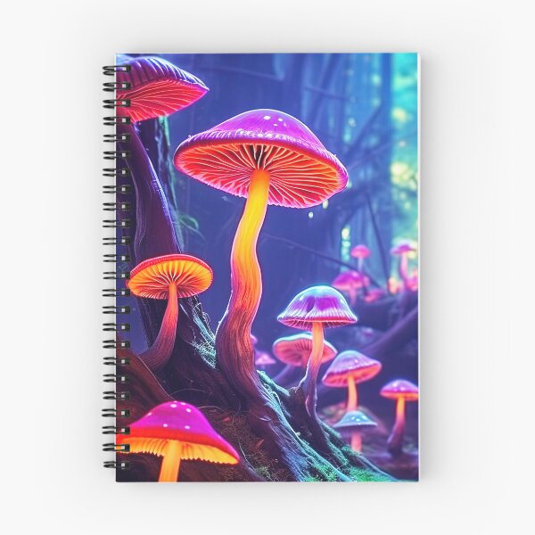 Item preview, Psychedelic mushrooms glowing in an enchanted forest, trippy mushrooms designed and sold by Caphira.