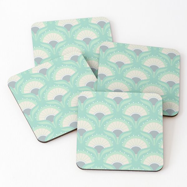 Item preview, Mod Art Deco Flower S2-7 Pearl Aqua designed and sold by Carina Parry Studios.