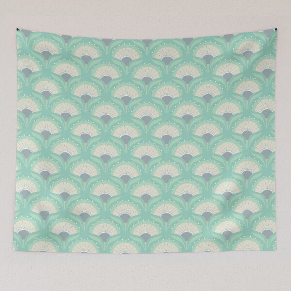 Item preview, Mod Art Deco Flower S2-7 Pearl Aqua designed and sold by Carina Parry Studios.