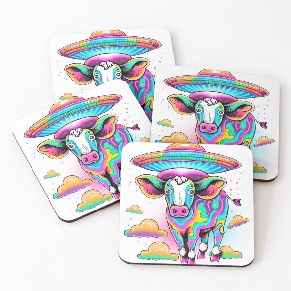 Item preview, Colorful UFO Space Alien Cow Abduction Funny Farmer Novelty designed and sold by Nicole Creates.