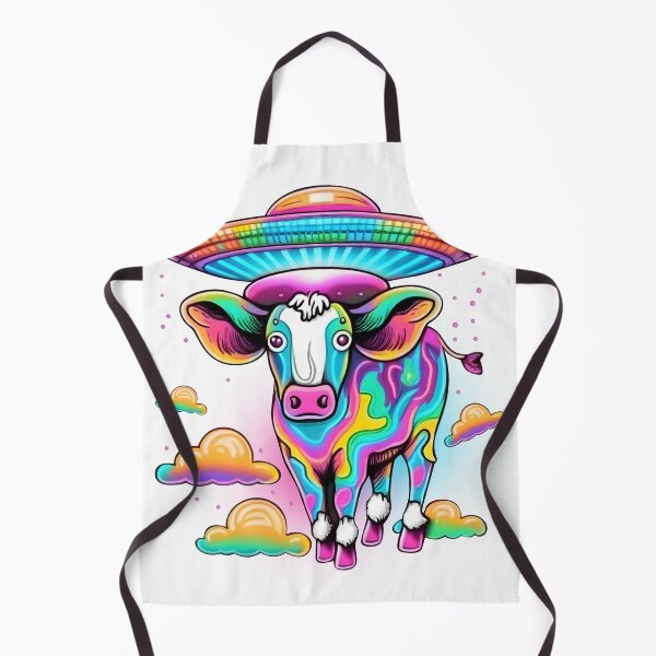 Item preview, Colorful UFO Space Alien Cow Abduction Funny Farmer Novelty designed and sold by Nicole Creates.