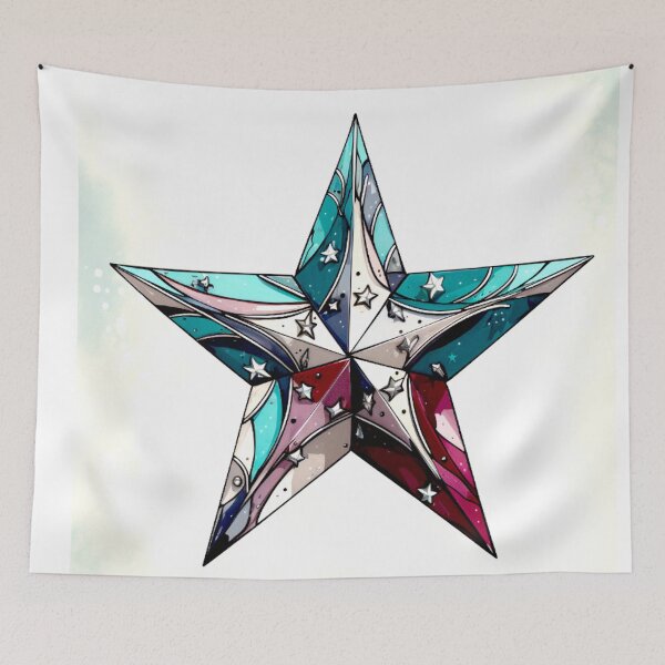 Item preview, Star Design Burgundy, teal, gray, white, silver 4 designed and sold by Highlandkings.