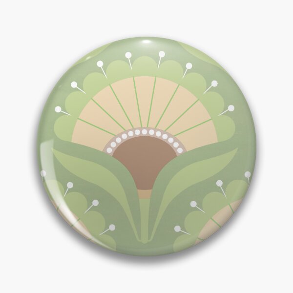 Item preview, Mod Art Deco Flower S2-3 Thistle Green designed and sold by Carina Parry Studios.
