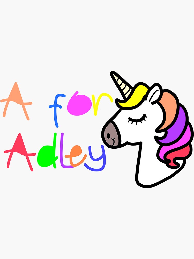 "A for Adley Unicorn" Sticker for Sale by grayshiv Redbubble