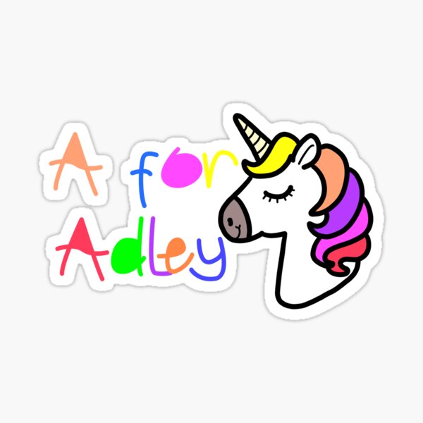"A for Adley Unicorn" Sticker for Sale by grayshiv Redbubble