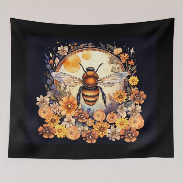 Item preview, Dark Boho Bee Majestic Moon Witchy Floral Flower Bumble Bee designed and sold by Nicole Creates.