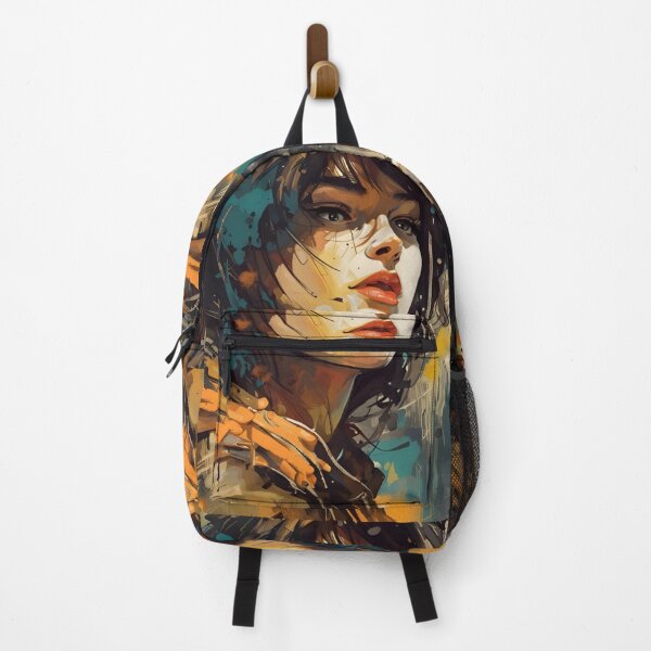 Item preview, Abstract Bauhaus Beautiful Girl Charming Bangs Dark Brown Hair Shiny Brown Eyes Splash Art Reverse Graffiti designed and sold by WearWolfDesigns.