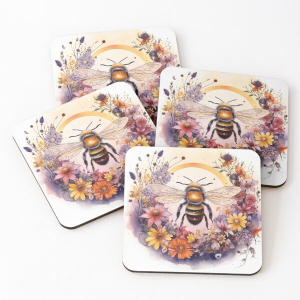 Item preview, Watercolor Boho Bee Majestic Witchy Wild Flower Bumble Bee designed and sold by Nicole Creates.