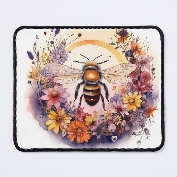 Item preview, Watercolor Boho Bee Majestic Witchy Wild Flower Bumble Bee designed and sold by Nicole Creates.