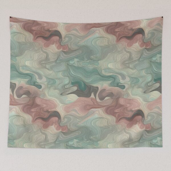 Item preview, Tranquil Verdure: Beautifully Crafted Green, Grey, and Pinkish Ocean Waves designed and sold by AdiRemba.