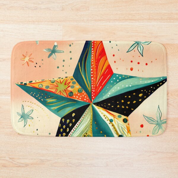 Item preview, Star Design Coral, mint, navy, gold, white 2 designed and sold by Highlandkings.