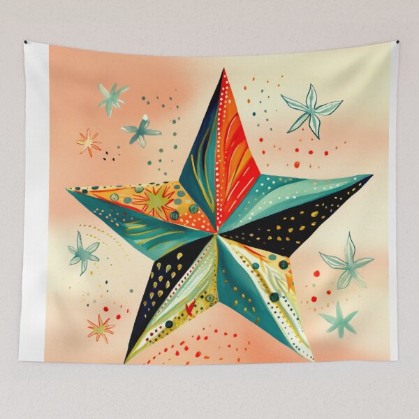 Item preview, Star Design Coral, mint, navy, gold, white 2 designed and sold by Highlandkings.