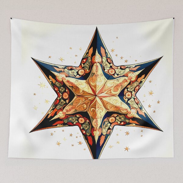 Item preview, Star Design Coral, navy, beige, cream, gold designed and sold by Highlandkings.
