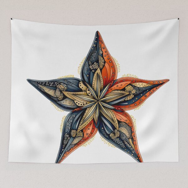Item preview, Star Design Coral, navy, gray, silver, gold 2 designed and sold by Highlandkings.