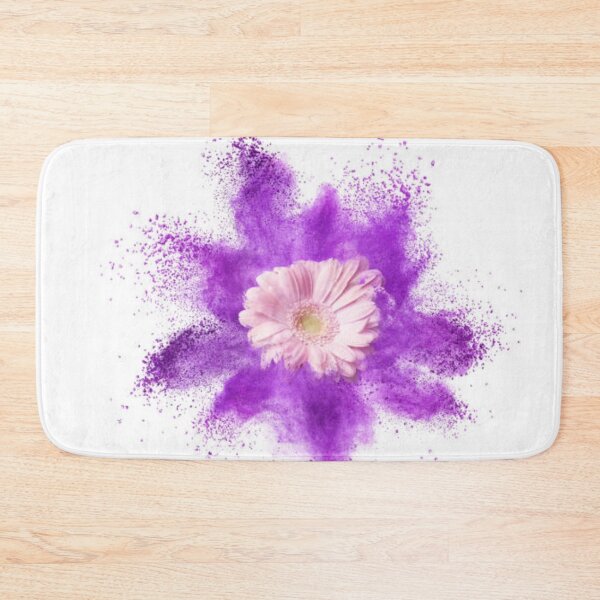 Item preview, Explosion of ultraviolet powder and pink gerbera flower on a white background designed and sold by MTShoppingLine.