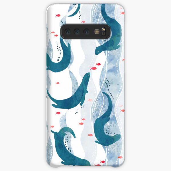 Swimming otters in blue Samsung Galaxy Snap Case